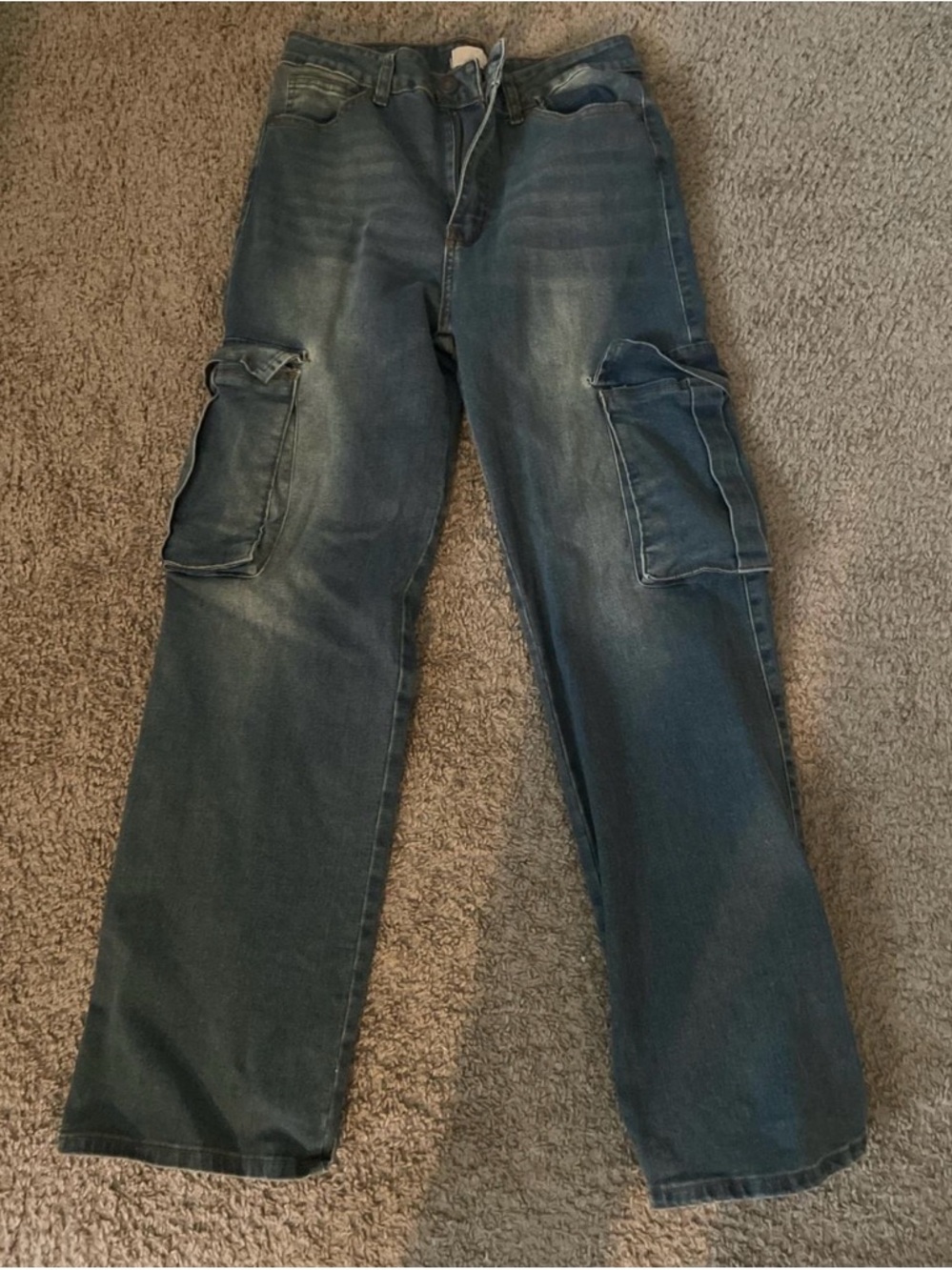 Dark Wash Cargo Jeans with Side Pockets